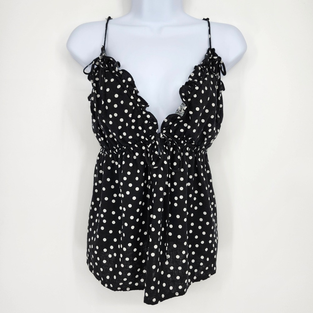 Wild Fable Romantic Ruffle Babydoll Cami Top Size XL Coquette Polka Dot NWT